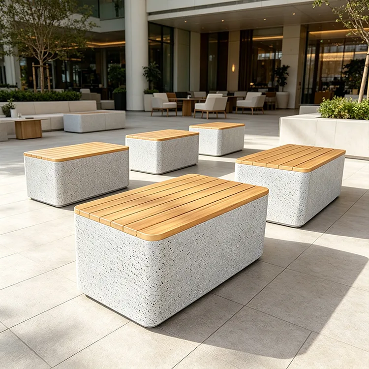 Banco Comercial FRP Terrazzo Cube