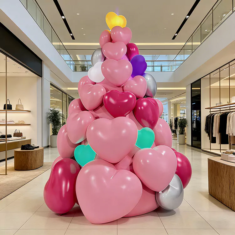 Escultura de balão empilhado em formato de coração GRP