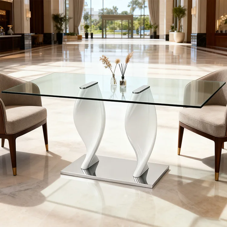 Modern Dining Table FRP Legs And Stainless Steel Base